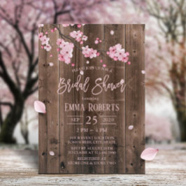 Cherry Blossom Pink Floral Barn Wood Vrijgezellenf Kaart