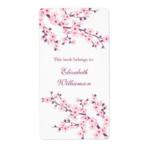 Cherry Blossom Pink Floral Bookplate Etiket