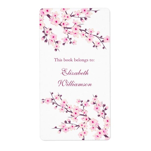 Cherry Blossom Pink Floral Bookplate Etiket (Voorkant)