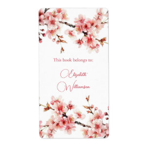 Cherry Blossom Pink Floral Bookplate Etiket