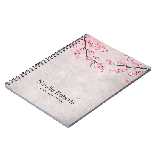 Cherry Blossom  Pink Floral Notitieboek (Linkerzijde)
