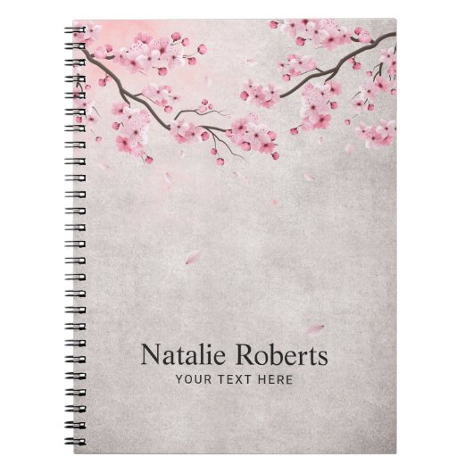 Cherry Blossom Pink Floral Notitieboek (Voorkant)