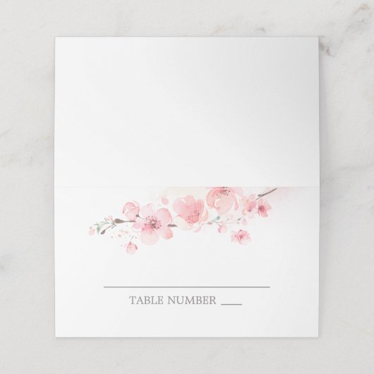 Cherry Blossom Pink Floral Plaatskaartje (Buitenkant ongevouwen)