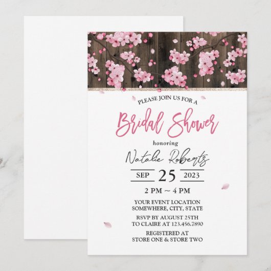 Cherry Blossom Pink Floral Vrijgezellenfeest Kaart (Voorkant / Achterkant)