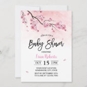 Cherry Blossom Pink Floral Waterverf Baby shower Kaart (Voorkant)