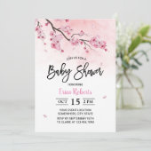 Cherry Blossom Pink Floral Waterverf Baby shower Kaart (Staand voorkant)