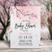 Cherry Blossom Pink Floral Waterverf Baby shower Kaart