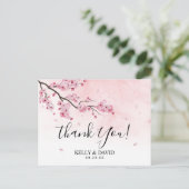 Cherry Blossom Pink Floral Weddenschap Bedankt Briefkaart (Staand voorkant)