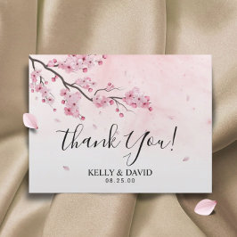 Cherry Blossom Pink Floral Weddenschap Bedankt Briefkaart
