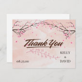 Cherry Blossom Pink Floral Wedding Bedankt Postc RSVP Kaartje (Voorkant / Achterkant)