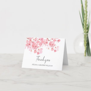 Cherry Blossom Pink Floral Wedding Dank u Bedankkaart