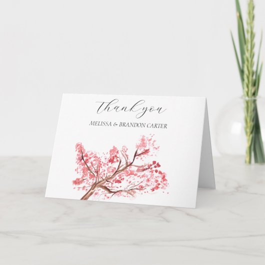 Cherry Blossom Pink Floral Wedding Dank u Bedankkaart (Voorkant)