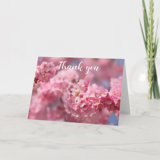 Cherry Blossom Pink Floral Wedding Dank u Bedankkaart (Voorkant)