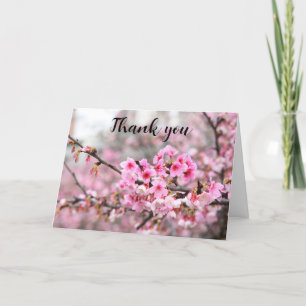 Cherry Blossom Pink Floral Wedding Dank u Bedankkaart