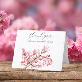 Cherry Blossom Pink Floral Wedding Dank u Bedankkaart