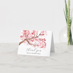 Cherry Blossom Pink Floral Wedding Dank u Bedankkaart