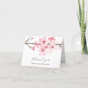 Cherry Blossom Pink Floral Wedding Dank u Bedankkaart