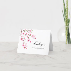 Cherry Blossom Pink Floral Wedding Dank u Bedankkaart