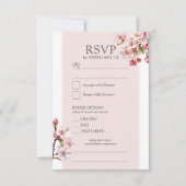 Cherry Blossom Pink Floral Wedding Entree en RSVP Kaartje (Voorkant)