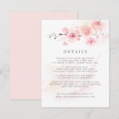 Cherry Blossom Pink Floral Wedding Guest Details E Informatiekaartje (Voorkant / Achterkant)