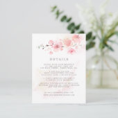 Cherry Blossom Pink Floral Wedding Guest Details E Informatiekaartje (Staand voorkant)