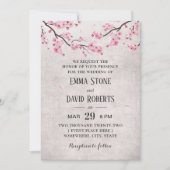 Cherry Blossom Pink Floral Wedding Kaart (Voorkant)