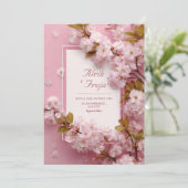 Cherry Blossom Pink Floral Wedding Kaart (Staand voorkant)