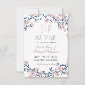 Cherry Blossom Pink Flower Wedding Save the Date (Voorkant)