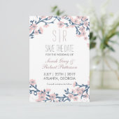 Cherry Blossom Pink Flower Wedding Save the Date (Staand voorkant)