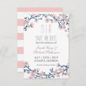 Cherry Blossom Pink Flower Wedding Save the Date (Voorkant / Achterkant)