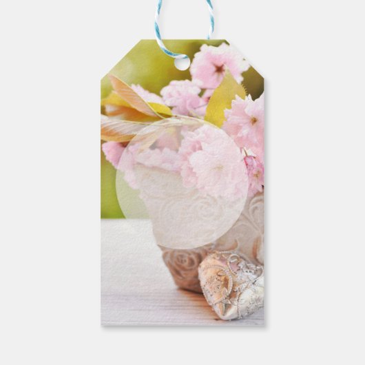 Cherry Blossom-Pink Flowers Editable Wedding Cadeaulabel (Achterkant)