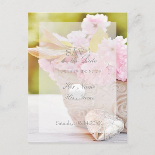 Cherry Blossom-Pink Flowers Wedding Aankondigingskaart (Voorkant)