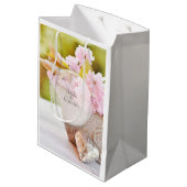 Cherry Blossom-Pink Flowers Wedding Medium Cadeauzakje (Achterkant Gekanteld)