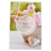 Cherry Blossom-Pink Flowers Wedding Medium Cadeauzakje (Achterkant)