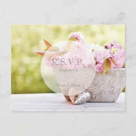 Cherry Blossom-Pink Flowers Wedding RSVP Uitnodiging Briefkaart (Voorkant)
