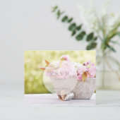 Cherry Blossom-Pink Flowers Wedding RSVP Uitnodiging Briefkaart (Staand voorkant)