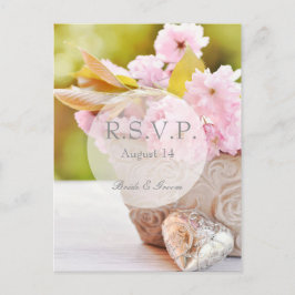 Cherry Blossom-Pink Flowers Wedding RSVP Uitnodiging Briefkaart