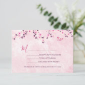 Cherry Blossom Pink Girl Baby shower RSVP (Staand voorkant)