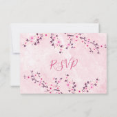 Cherry Blossom Pink Girl Baby shower RSVP (Achterkant)