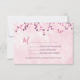 Cherry Blossom Pink Girl Baby shower RSVP Kaartje