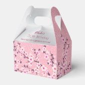 Cherry Blossom Pink Glitter Custom Birthday Bedankdoosjes (Voorkant Zijde)