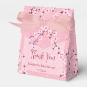 Cherry Blossom Pink Glitter Dank u Baby shower Bedankdoosjes (Voorkant Zijde)