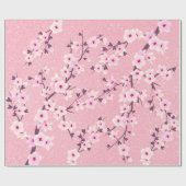 Cherry Blossom Pink Glitter Floral Cadeaupapier (Vlak)