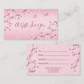 Cherry Blossom Pink Glitter Gift Kaart Visitekaartje (Voorkant / Achterkant)