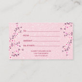 Cherry Blossom Pink Glitter Gift Kaart Visitekaartje (Achterkant)