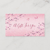 Cherry Blossom Pink Glitter Gift Kaart Visitekaartje (Voorkant)
