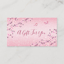 Cherry Blossom Pink Glitter Gift Kaart