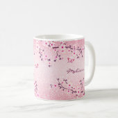 Cherry Blossom Pink Glitter Monogram Koffiemok (Voorkant rechts)