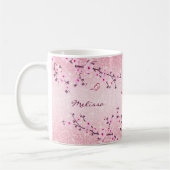 Cherry Blossom Pink Glitter Monogram Koffiemok (Links)