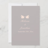 Cherry Blossom Pink/Gray Wedding Invitation Kaart (Achterkant)